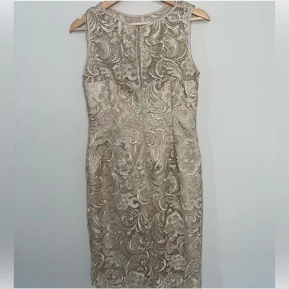 chinese dress ladies Adrianna Papell boat illusion neck bell sleeve embellished zipper back   Curated Brands